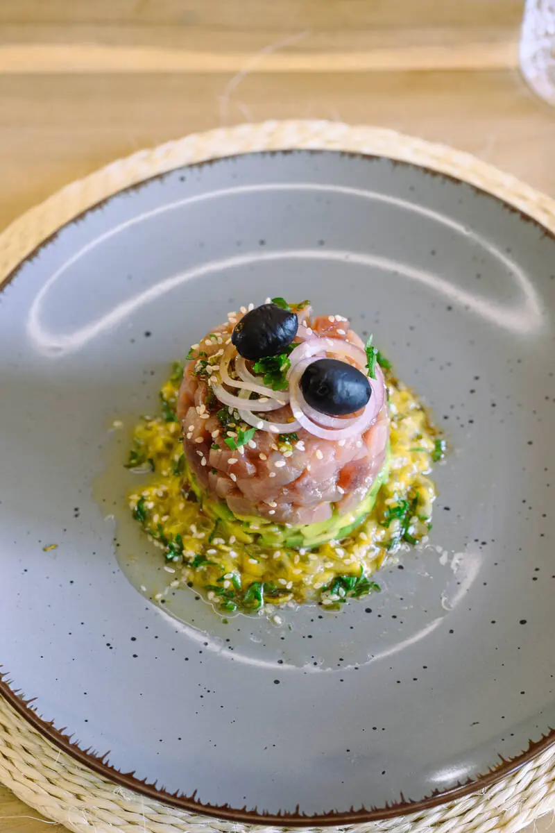 Tuna tartare prepared by the private chef