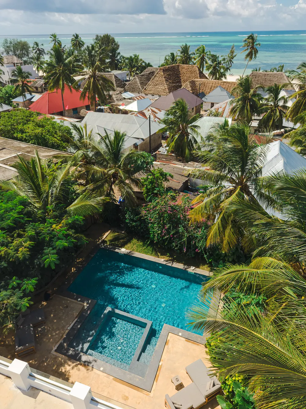 Kiwengwa village and the beach seen from above