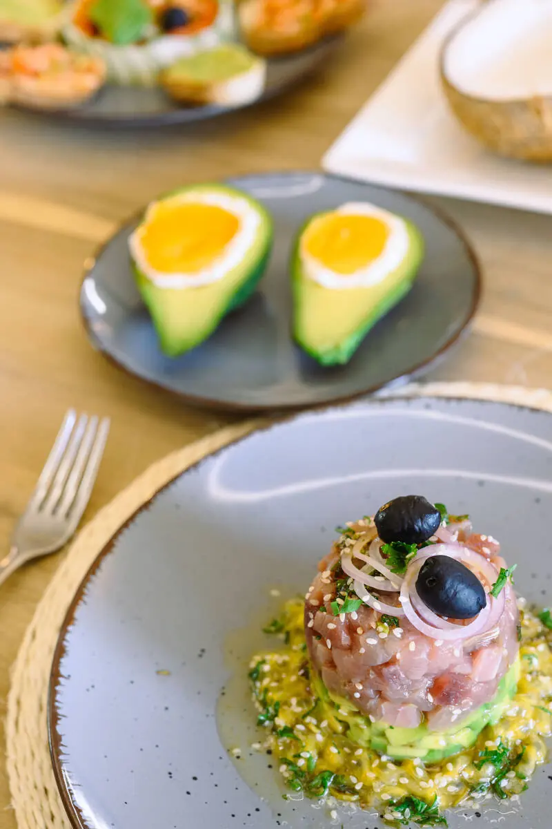 Avocado and eggs served at breakfast